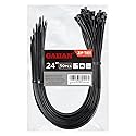 Long Zip Ties Heavy Duty 24 inch, Large Zip Ties with 200 lbs Tensile Strength, Big Cable Ties, Black, 50 Pack, by GAIIAN