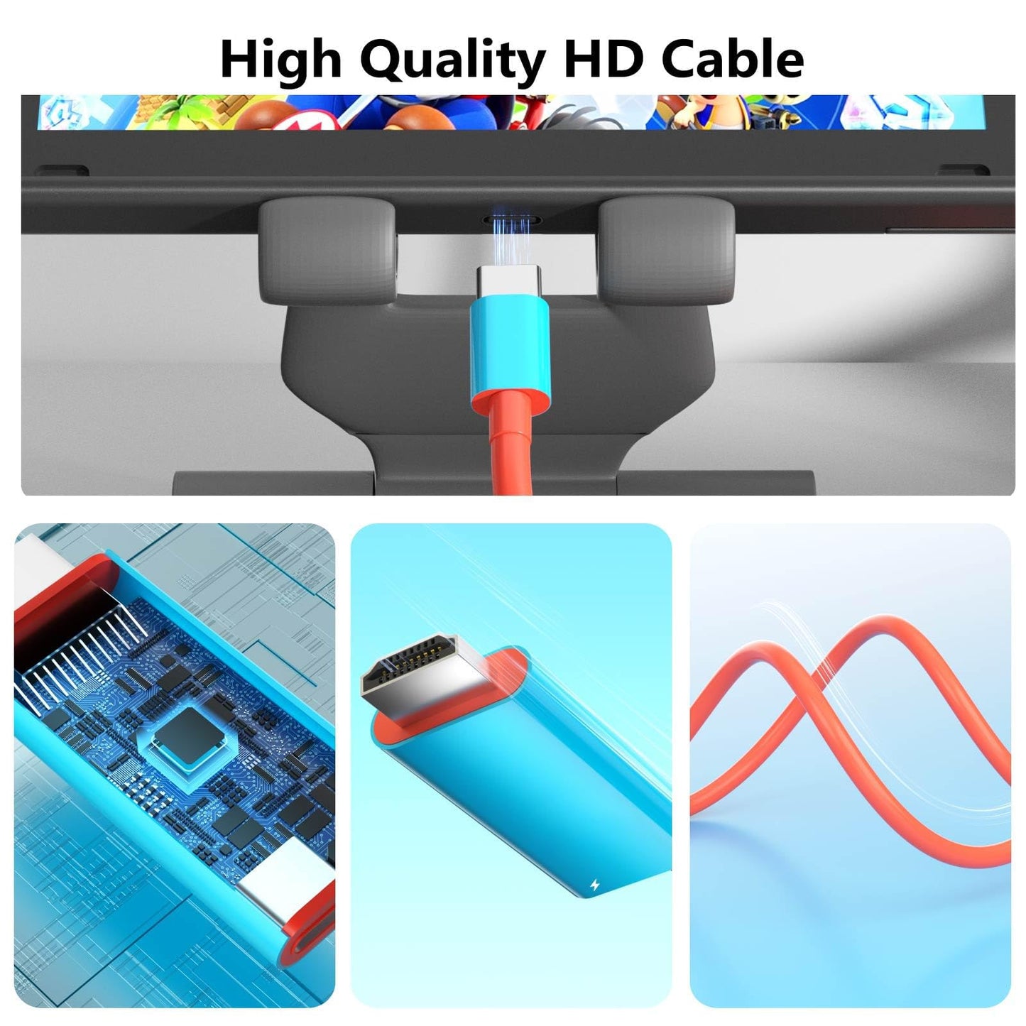 Juseisin 2M Charger Cable Compatible with Switch & Switch OLED, USB C to HDMI, 4K TV Adapter Cord with 100W PD Charging Port, Portable Dock