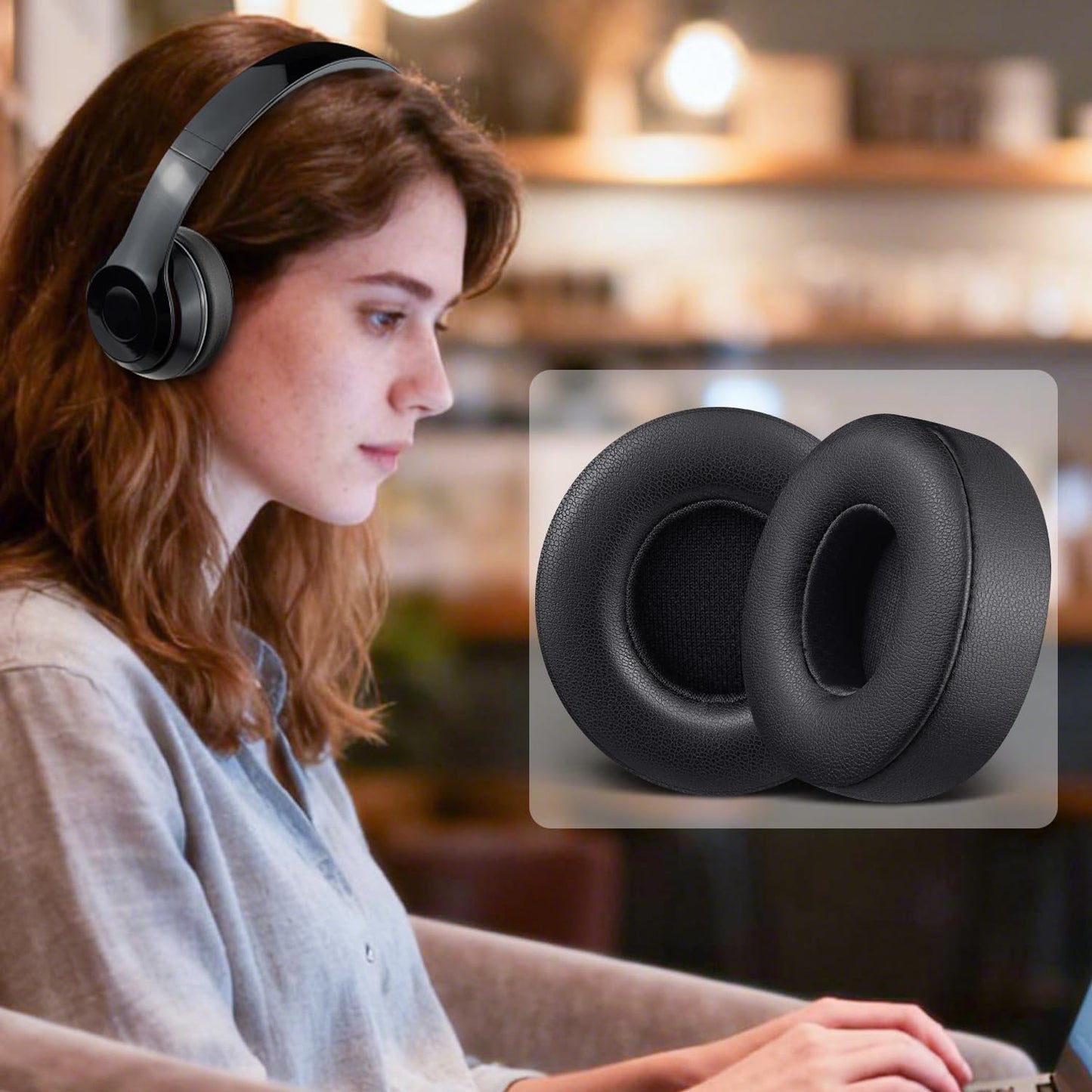 SoloWIT Ear Pads Replacement for Beats Solo 2 & Solo 3 On-Ear Headphones, Softer Protein Leather, Added Thickness - Black