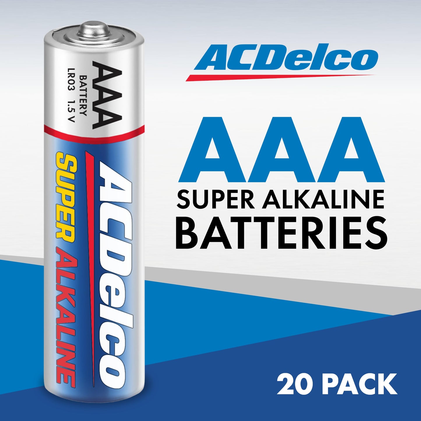 ACDelco 20-Count Triple AAA Batteries, Maximum Power Super Alkaline Battery for Home and Office, 10-Year Shelf Life, Reclosable Packaging