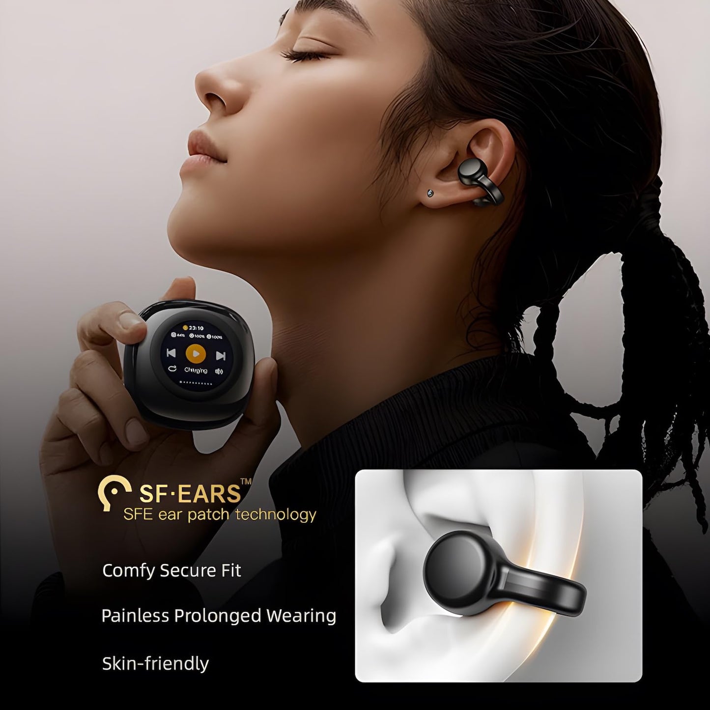 Bluripp Clip-on Open Earbuds, Multi-Functional Touch Screen Display, 13mm Speakers with Dynamic Sound, 4Hr Single Play and 20Hr with Case, TF Card…
