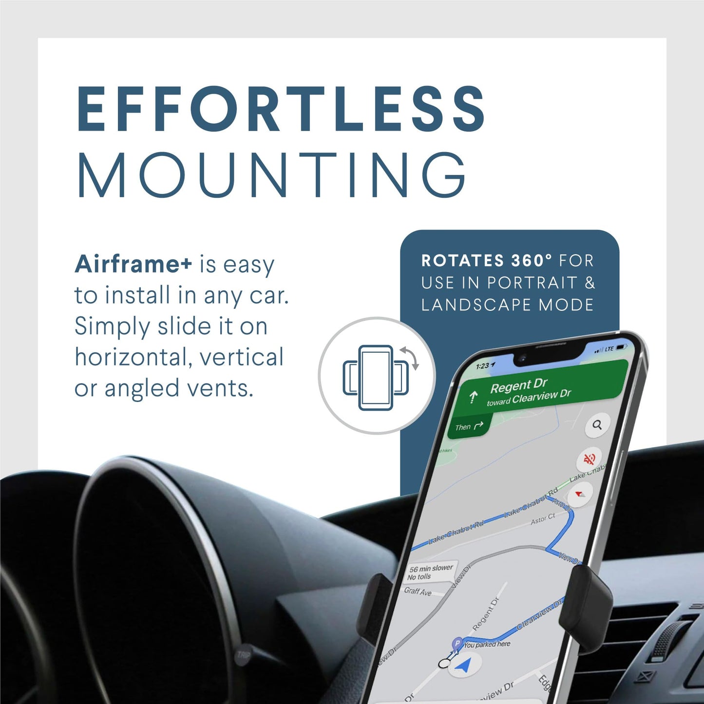 Kenu Airframe+, Air Vent Car Phone Holder Mount, Cell Phone Stand for Car, Expandable Grip & 360 Degree Pivot, Compatible with Latest iPhones