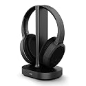 Brookstone AirPhones Wireless RF Over Ear Headphones with Wireless Transmitting Audio/Charging Dock, 10 Hrs Playtime, Deep Bass 40mm Driver