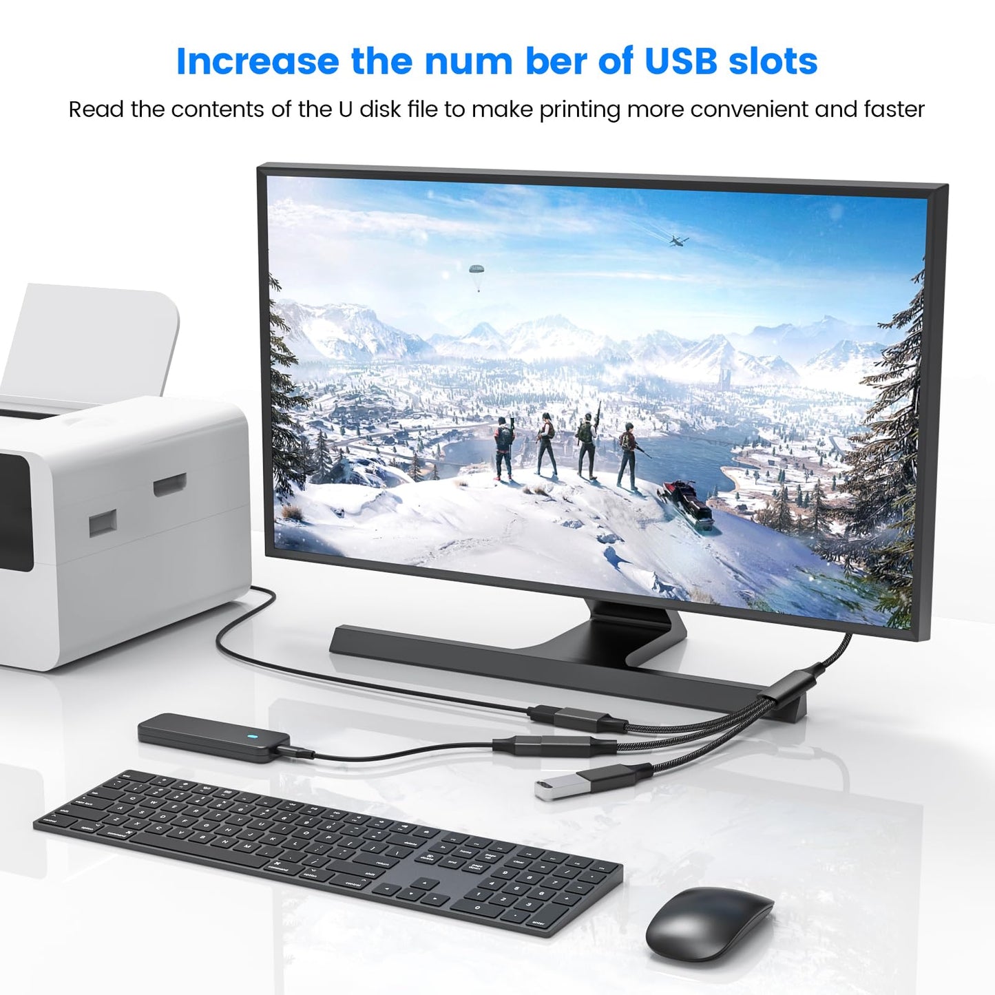 MOGOOD USB Splitter Cable, 1 Male to 3 Female USB2.0 Adapter, USB Extension Cable for Charging/Data Transfer/Laptop/Mac