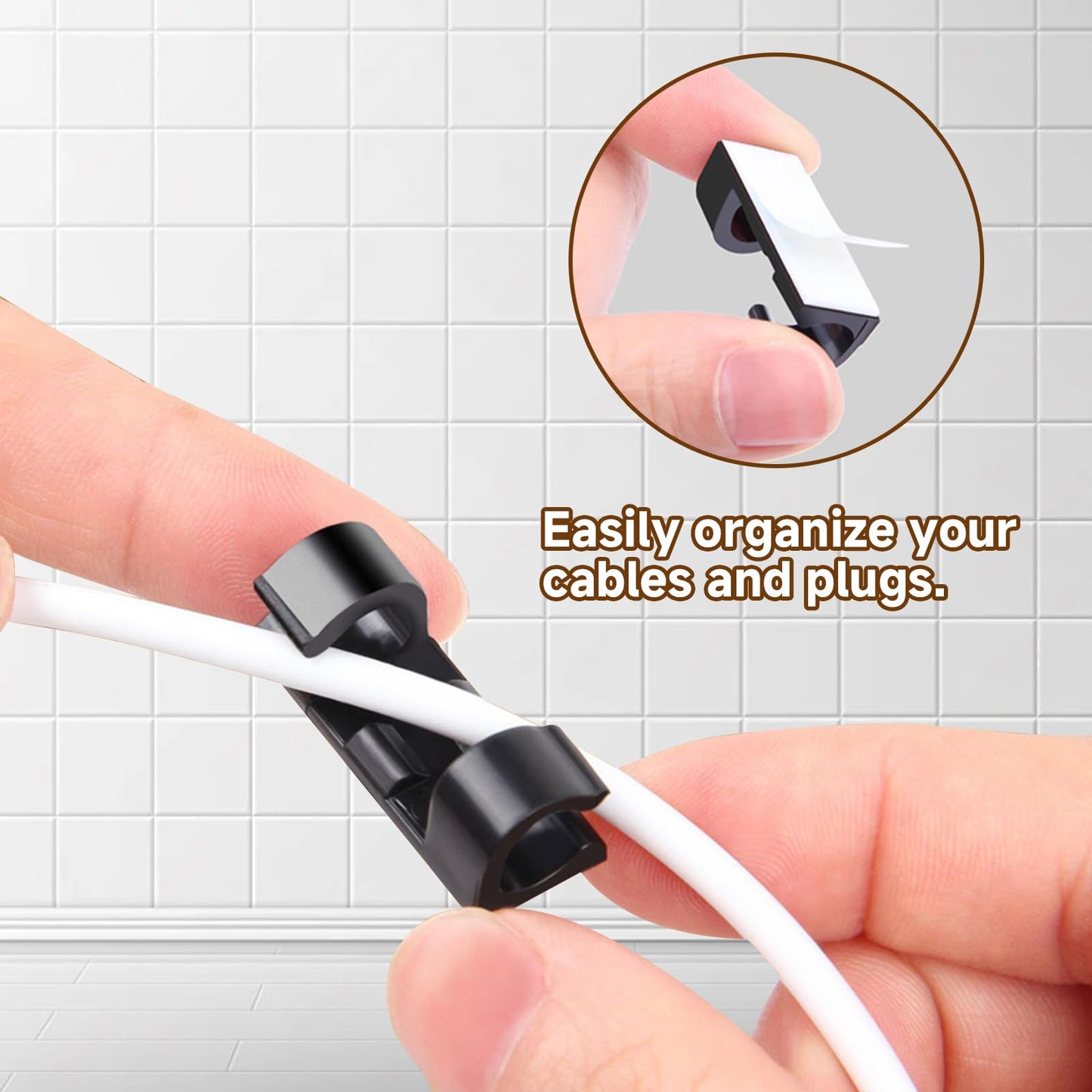 GGFOXLEW 35Pcs Finisher Wire Clamp, Adhesive Cable Management Clips, Nylon Wire Holders for Cords, Wire Clips, Cord Clip for Car, Wall, Under Desk, TV