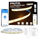PAUTIX Smart COB LED Strip Light 32.8ft/10m,Warm White 2700K LED Strip,Compatible with Alexa/Google Assistant,Dimmable 24V LED COB Light Strip Kit