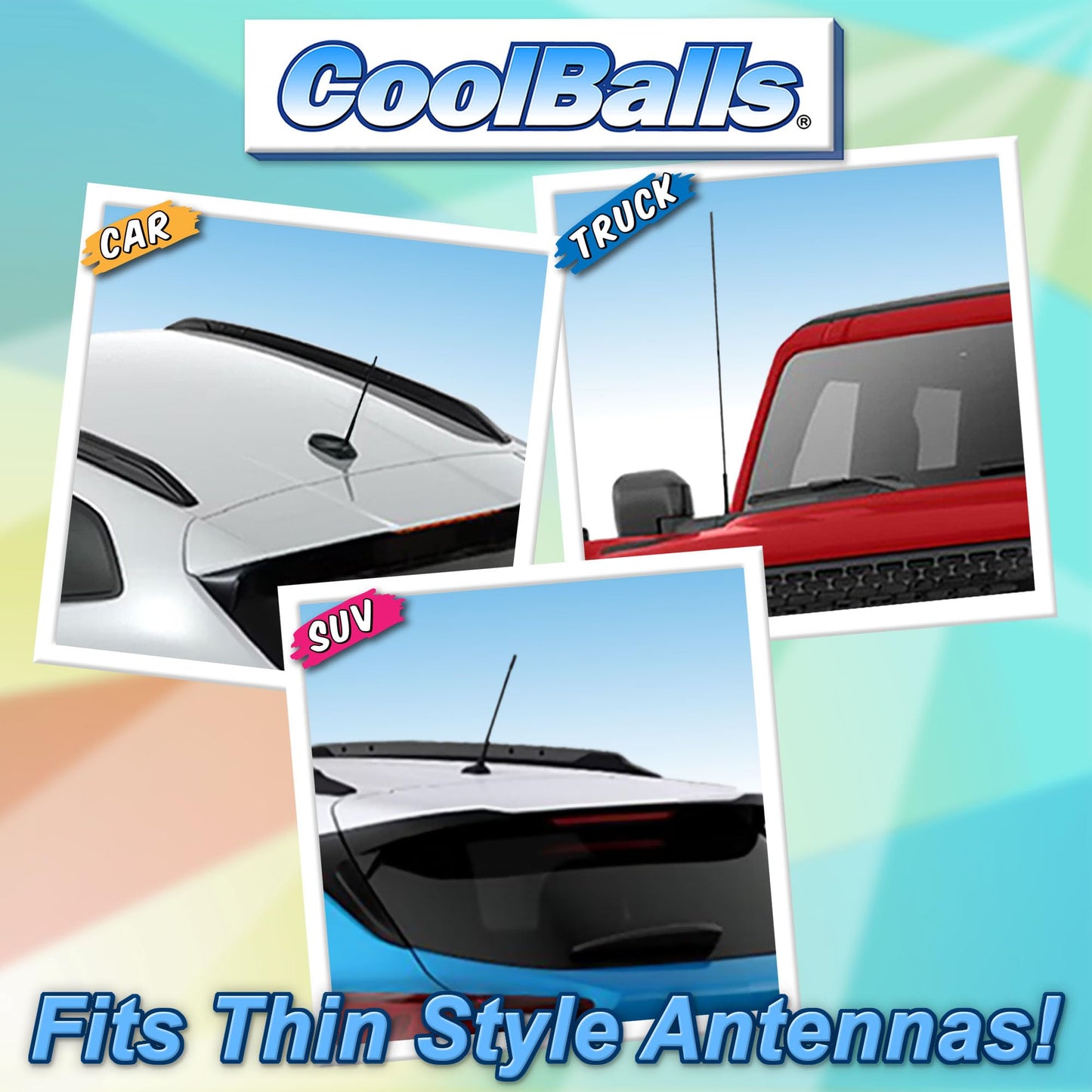 Genuine Coolballs Limited Edition Yellow Bright Idea Light Bulb EVA Foam Antenna Topper Auto Accessory - Fits Thin Style Antenna