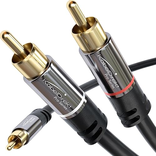 KabelDirekt - RCA/Phono Y Cable - 10ft Long - 1 to 2 RCA/Phono, Stereo Audio Cable (Coax, Male/Male Plugs, Analog/Digital, Adapter