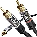 KabelDirekt - RCA/Phono Y Cable - 10ft Long - 1 to 2 RCA/Phono, Stereo Audio Cable (Coax, Male/Male Plugs, Analog/Digital, Adapter