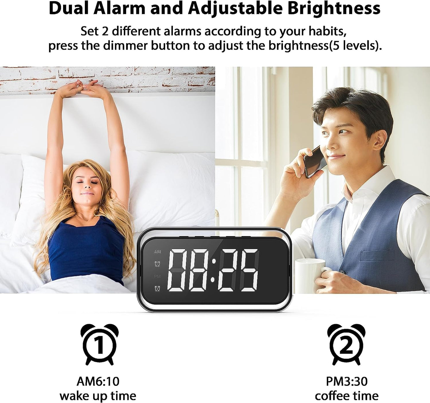 Security-Mini-Camera, 4K Real Full HD Nanny Cam with Two Sets of Alarm Clock Setting for Home Security, Night Vision & Motion Detection Alerts, Mobile
