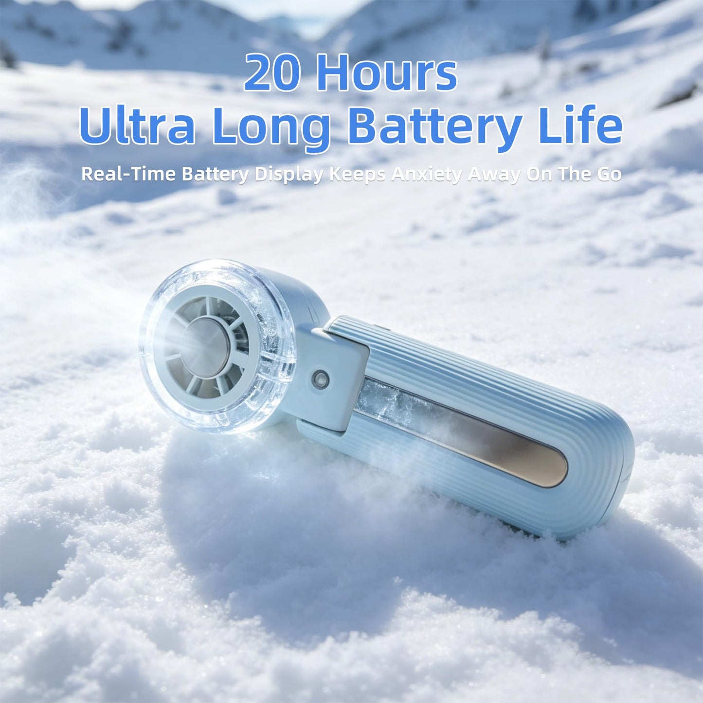 choafanlife Mini Fan Portable - Handheld Turbo Misting Fan with Cool Mist, 5-Speed Airflow, Rechargeable, Foldable Personal Hand Fan for Travel, Beach