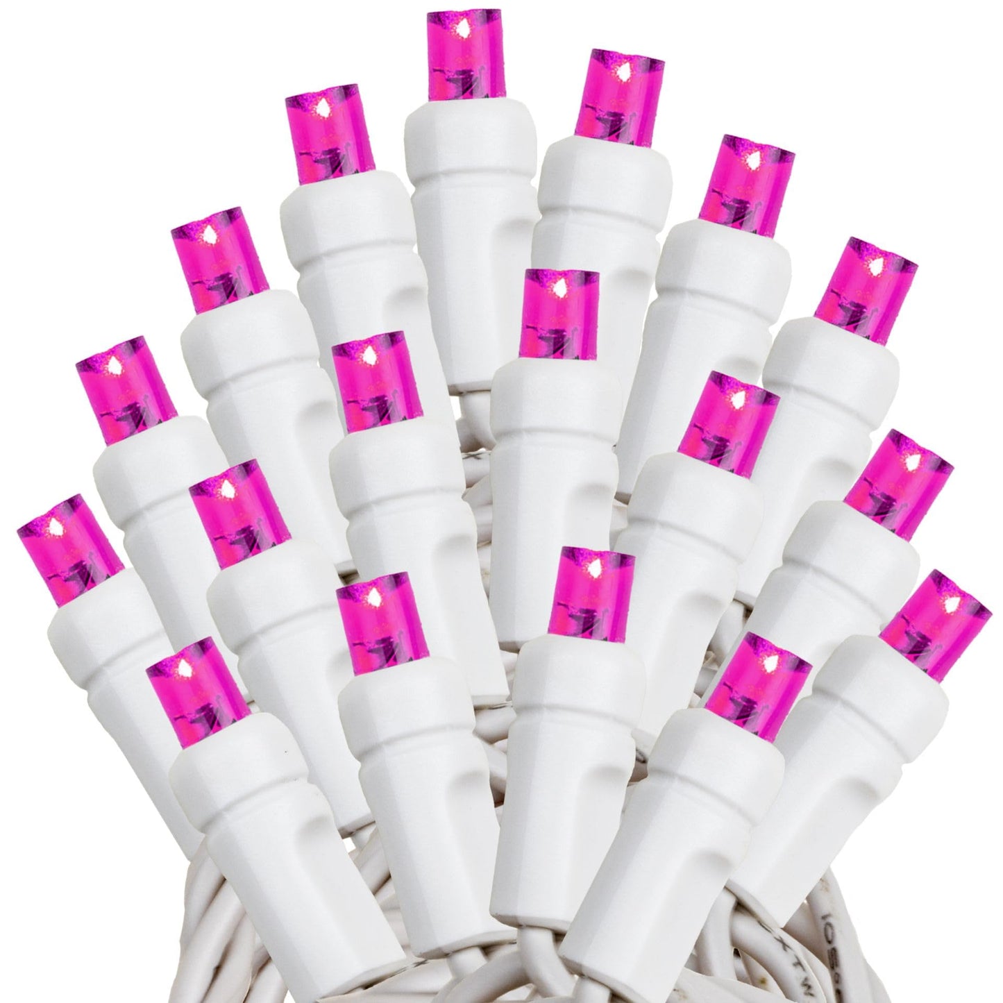 Novelty Lights 11ft Christmas String Lights, 50 Pink LED Bulbs on White Wire, 2.5" Spacing, Connectable Indoor Outdoor Commercial Grade Lighting