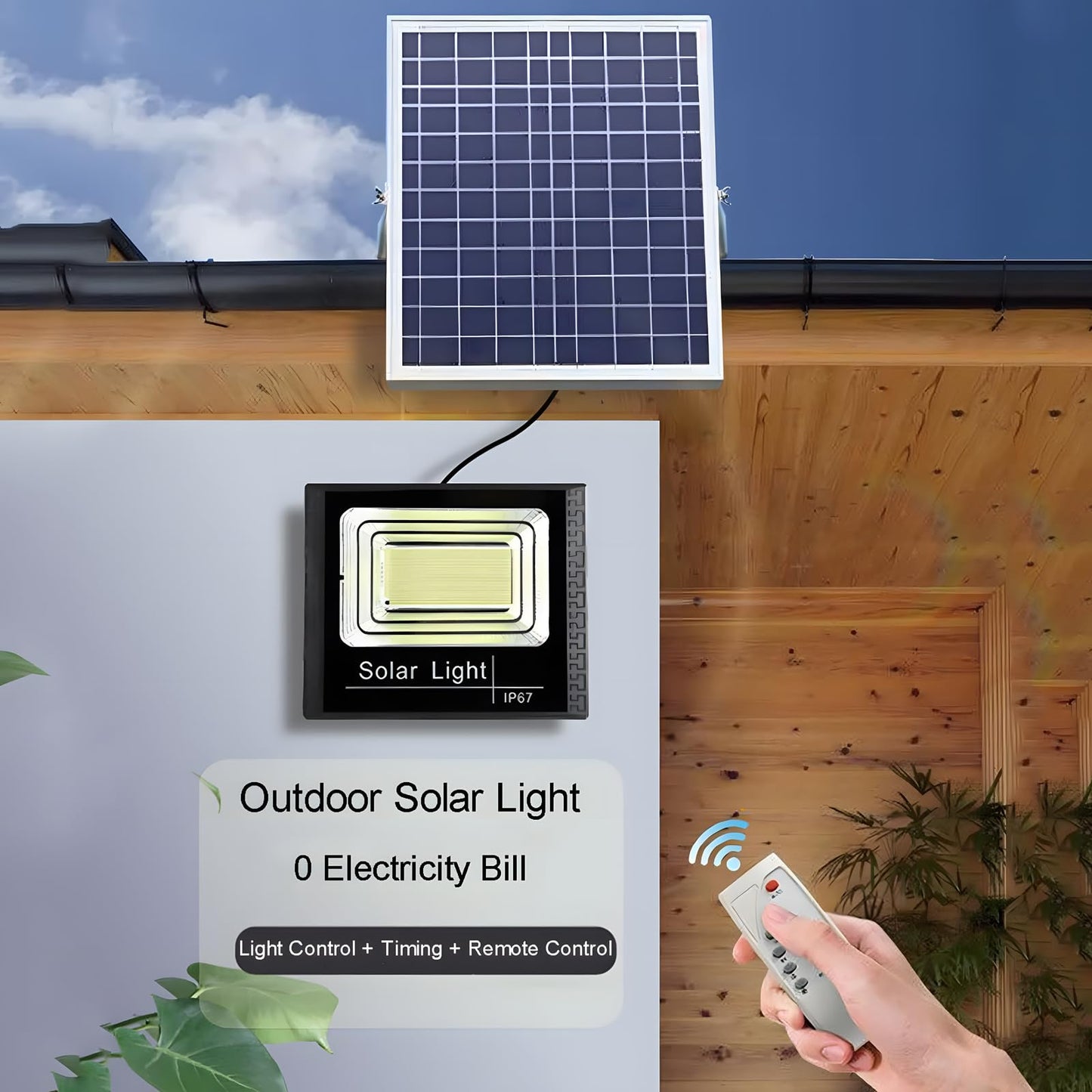 DuBom 100w to 800w 6500K Solar Flood Light Outdoor Remote, IP67 Waterproof Solar Power Security Light Auto On/Off, Dusk to Dawn for Yard, Gazebo