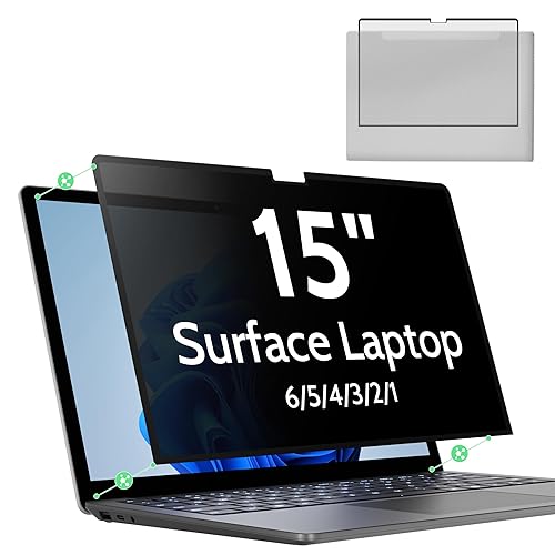Mao Yeye Nano 15 Inch Privacy Screen for Microsoft Surface Laptop 6/5/4/3/2/1, Removable Film Anti-Spy Filter Black Security Protector, Anti Glare