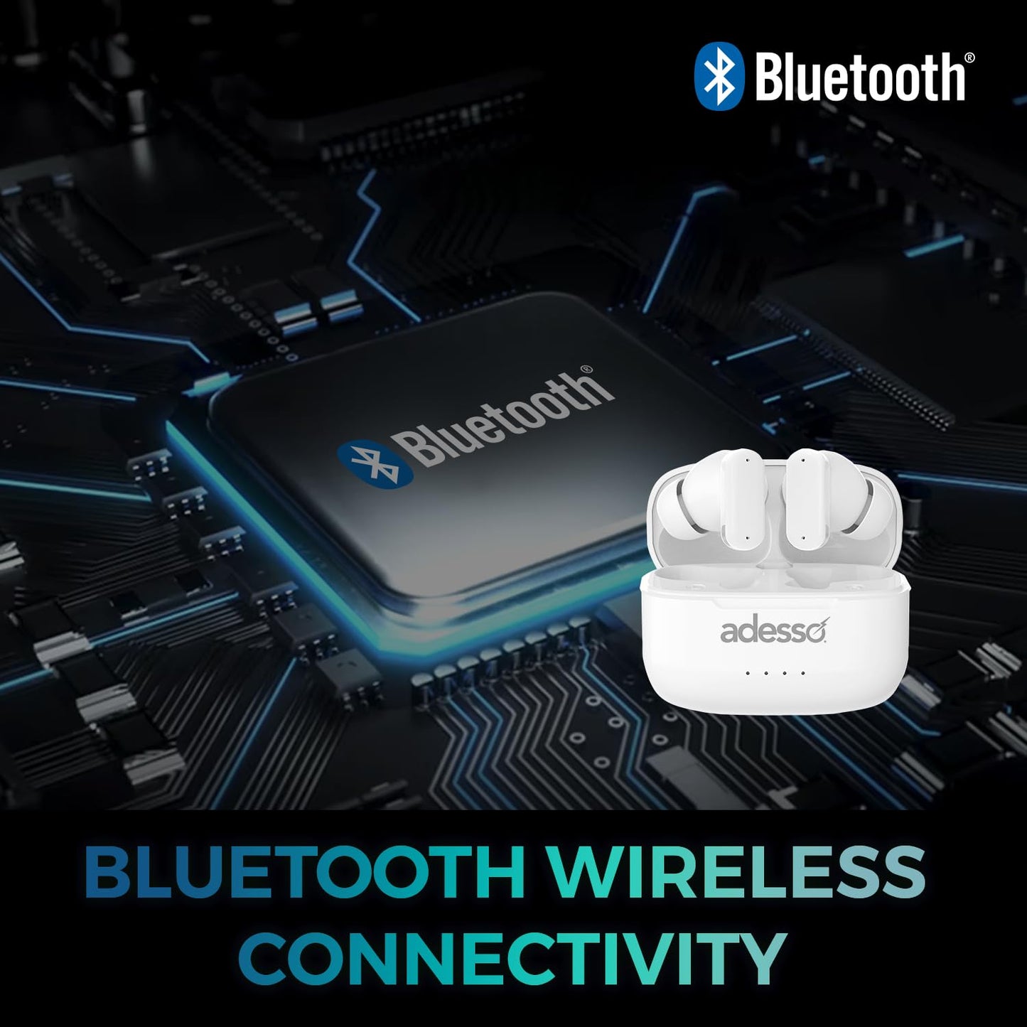 ADESSO Xtream T2 Bluetooth Wireless Earbuds with ANC and Built-in Microphone