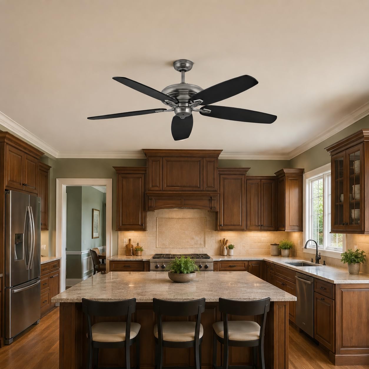 Hinkley Grander 60" Ceiling Fan, DC Motor, Pewter with Driftwood Blades