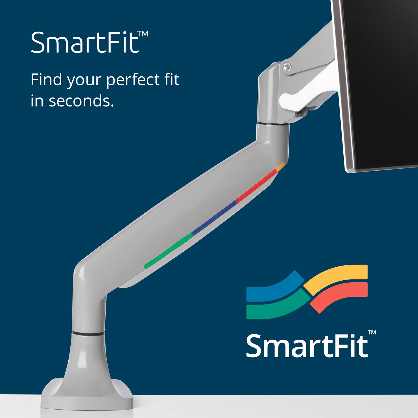 Kensington SmartFit One-Touch Monitor Arm - Height Adjustable Gas Spring for Single Monitor, 13?-32?, 360° Rotation, ±90° Tilt, Cable Management