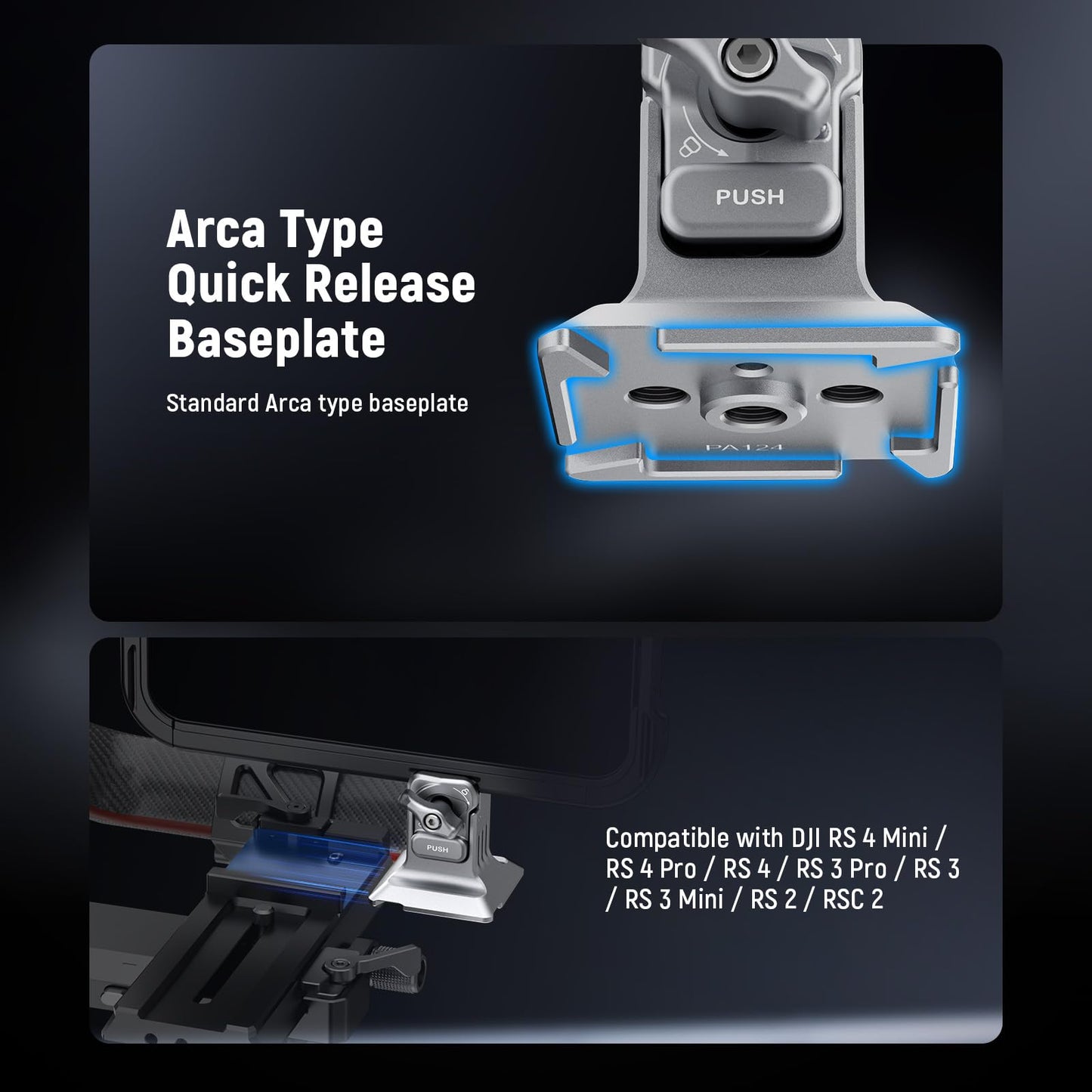 NEEWER Phone Tripod Mount with Arca Type Base, 1/4" Threads, Quick Release Clamp Compatible with iPhone 16 Pro Max S25 Ultra Phone Cage DJI RS4 Mini