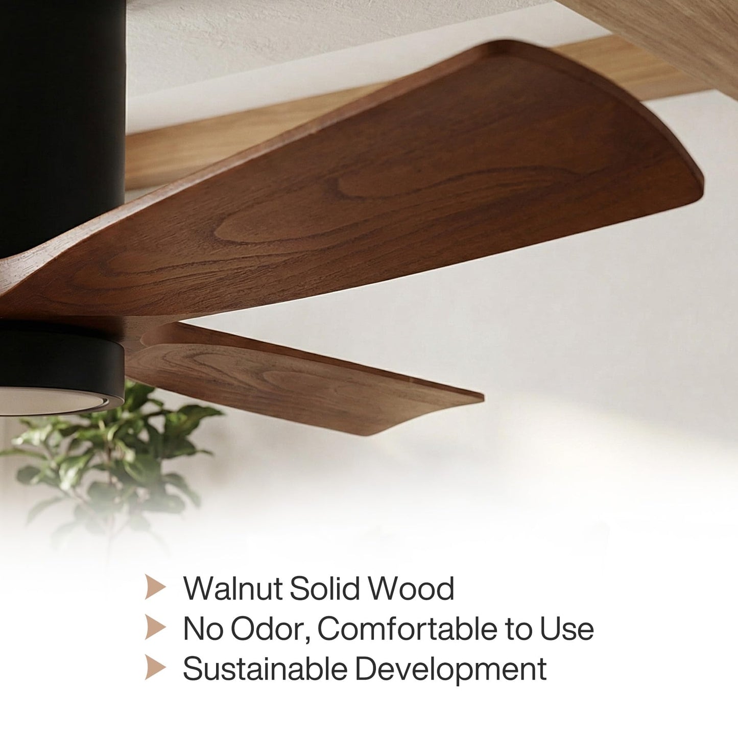 Tribesigns 52 inch Ceiling Fans with Lights, Low Profile Ceiling Fan with Remote Control, 3 Solid Wood Blades, Reversible, 3CCT, Dimmable, Flush Mount