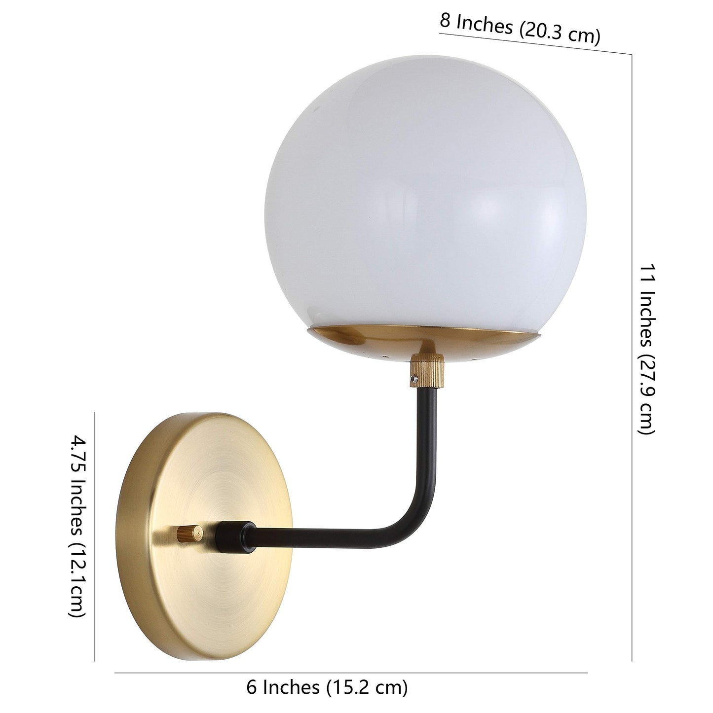 SAFAVIEH SCN4017A Lighting Cayden Brass Gold and Black Wall (LED Bulb Included) Sconce, White
