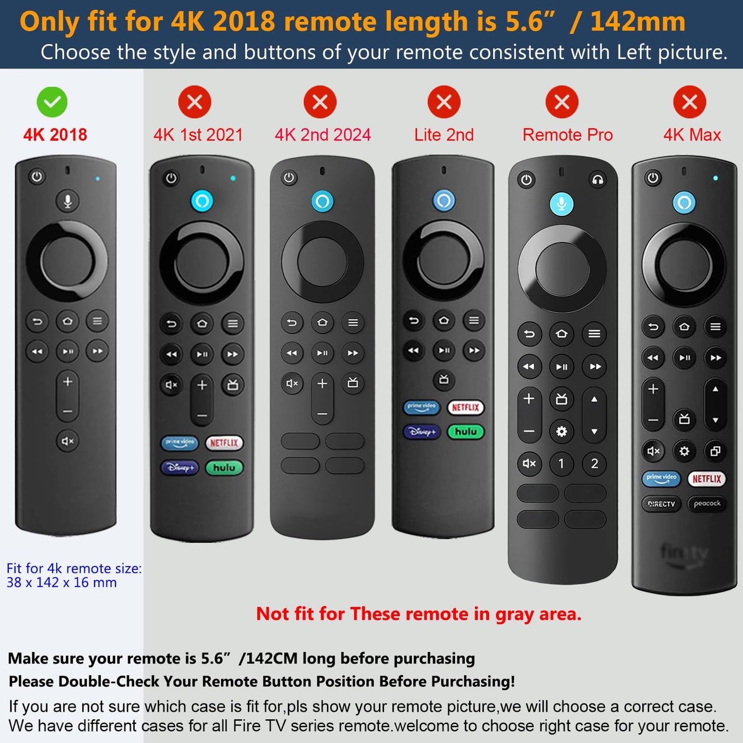 [2 Pack] Silicone Cover Case for Fire TV Stick 4K / Fire TV (3rd Gen) Compatible with All-New 2nd Gen Alexa Voice Remote Control (Red and Blue)