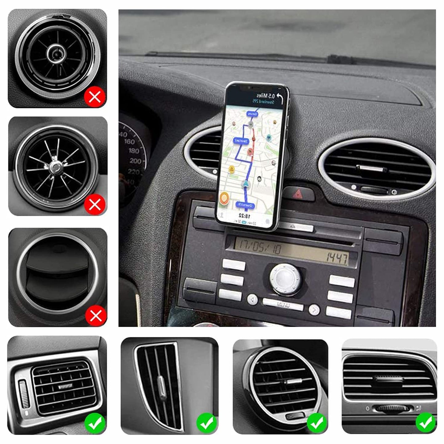 ZANEDY Car Universal Phone Mount for Collapsible Grip/Socket Mount Phone Holder Pop Air Vent Out Stand Car Mount 360 Degrees Dashboard Desk Wall