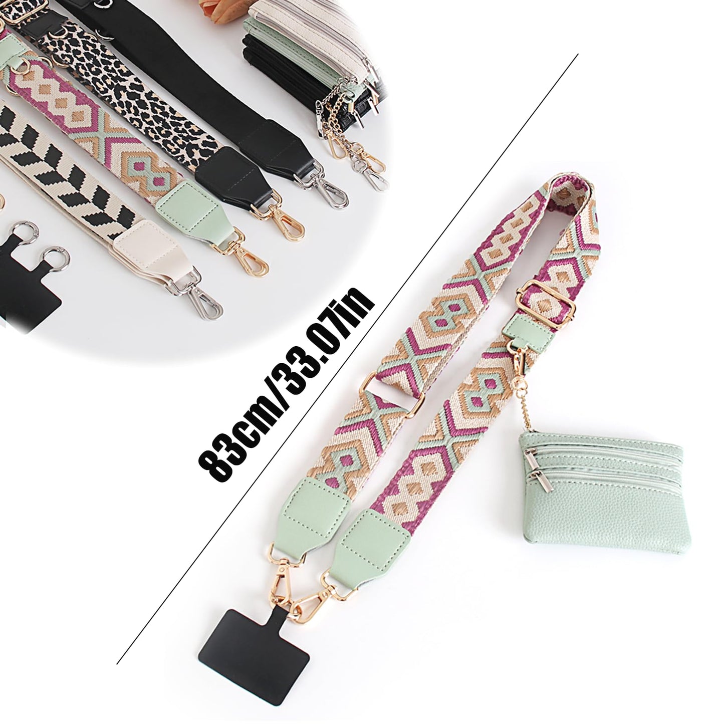 DANONI Clip and Go Strap for Phone with Wallebt Crossody,Phone Strap with Zippered Pouch,Adjustable Phone Strap Crossbody (Beige 1pc)