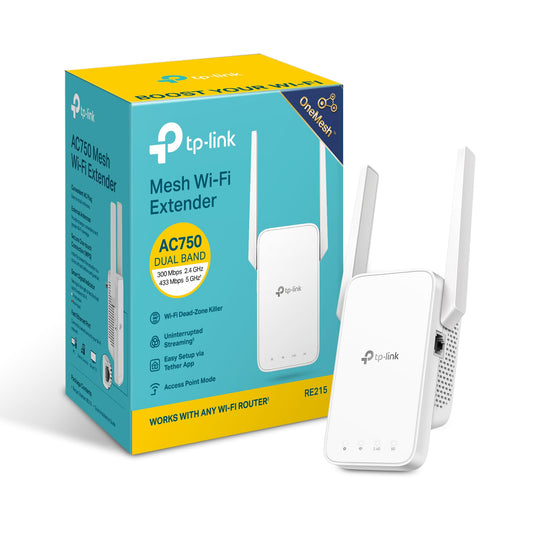 TP-Link AC750 WiFi Extender(RE215), Covers Up to 1500 Sq.ft and 20 Devices, Dual Band Wireless Repeater for Home, Internet Signal Booster