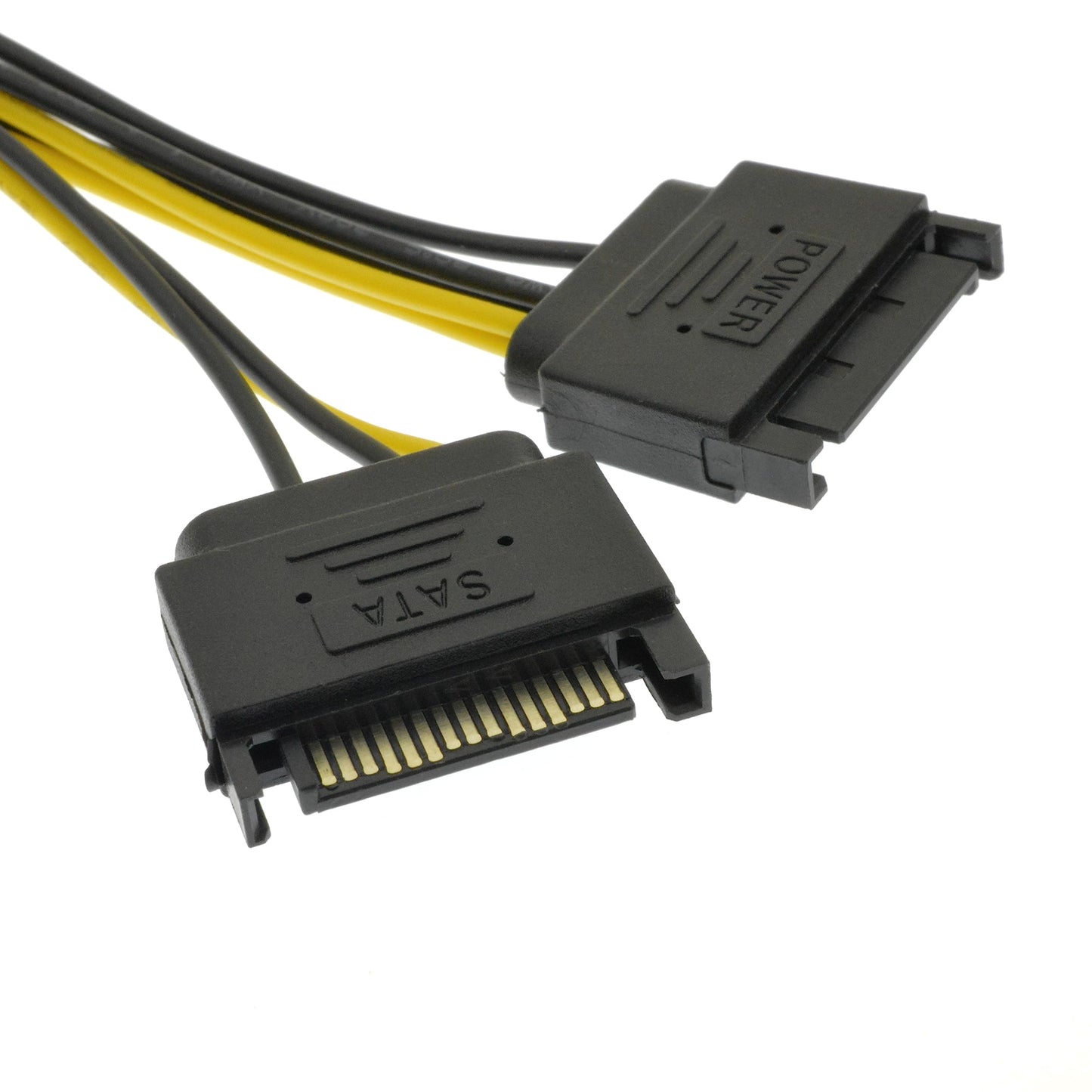 YiKaiEn Dual SATA to 8 Pin (6+2 Pin) Video Card GPU Power Supply Cable 8.6inch 22cm (1 Pack)