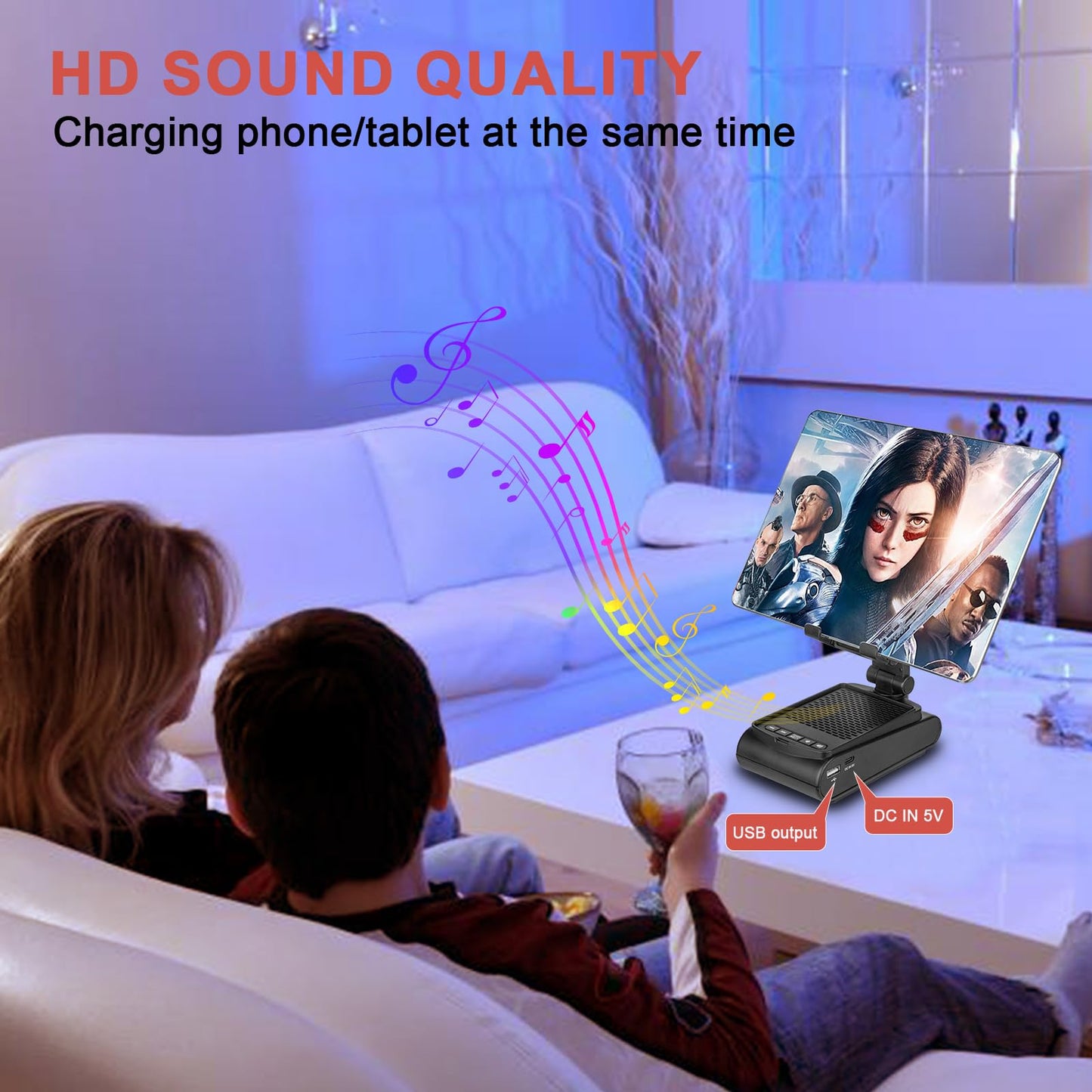 Fanlory Gifts for Men,Cell Phone Stand with Wireless Bluetooth Speaker HD Surround Sound for Home and Outdoors with Bluetooth Speaker for Desk