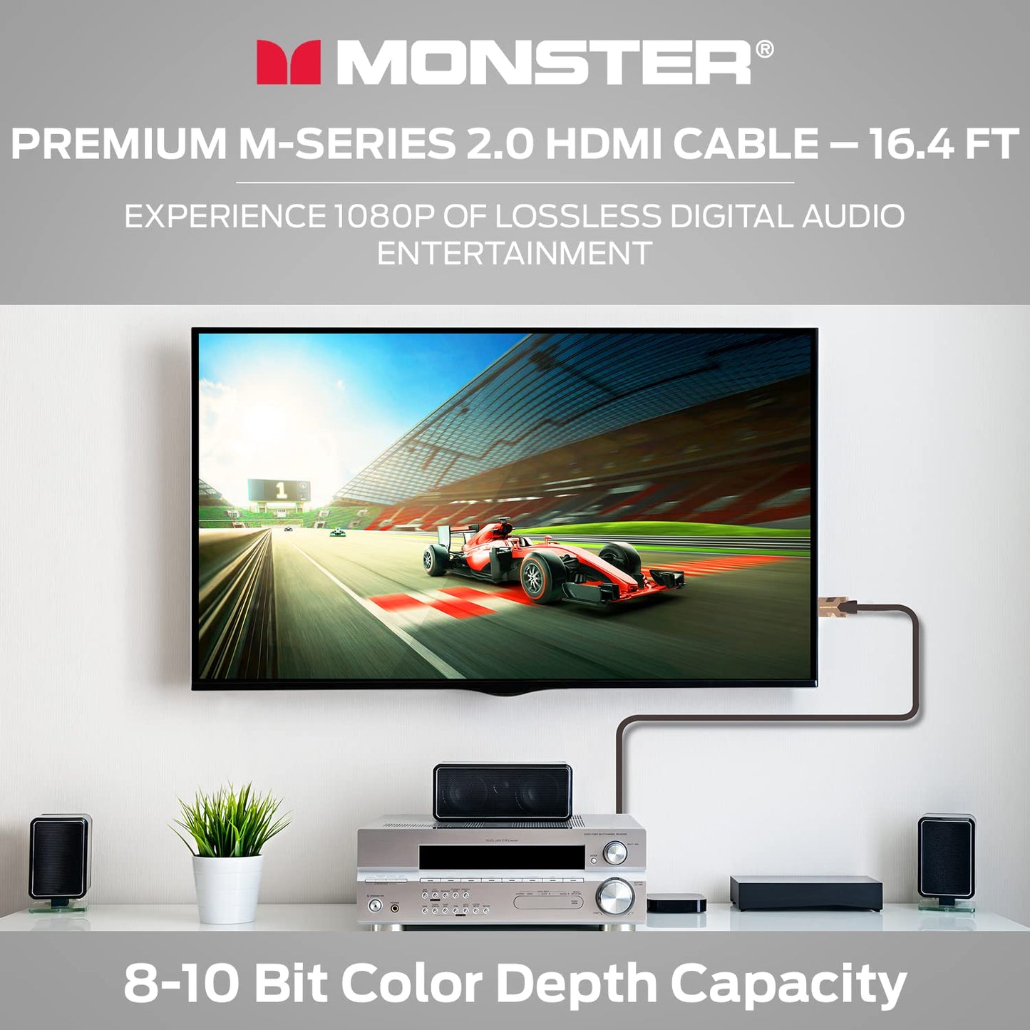 Monster M-Series 2000 Certified Premium Ultra High Speed HDMI Cable - 2.0 4K 60Hz, 25 Gbps - 5 Meters (16.4 Ft)
