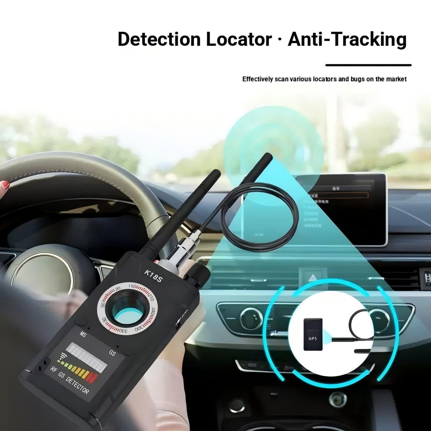 Hidden Camera Detector, GPS Tracker, and Infrared Camera Three in one Anti spy Detector for Easy Portability. Suitable for Hidden Device detectors