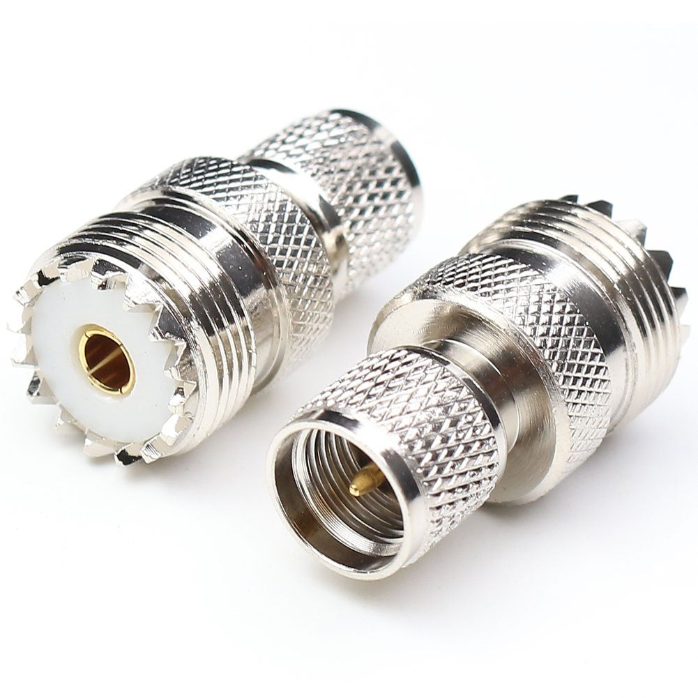 ANHAN Mini UHF Male to UHF Female Connector Pl259 Coax Adapters UHF to Mini uhf Coaxial Adapter SO239 RF Adapter 2Packs