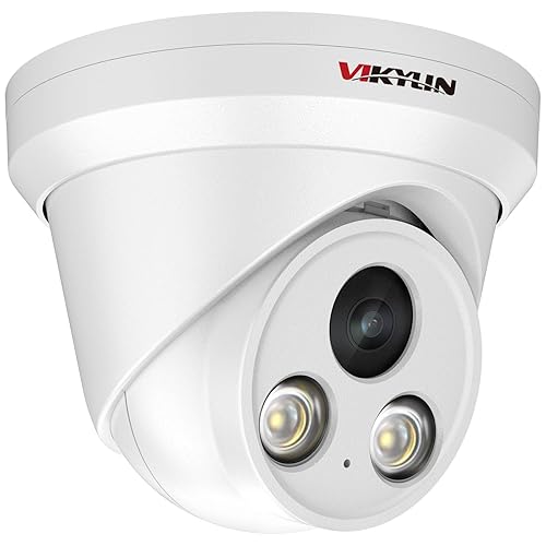 VIKYLIN 4K 8MP Full Color AI Turret IP PoE Camera,F1.0 Aperture 98ft Color Night Vision,Built-in Mic,Human/Vehicle Detection,2.8mm Lens,H.265,IP67