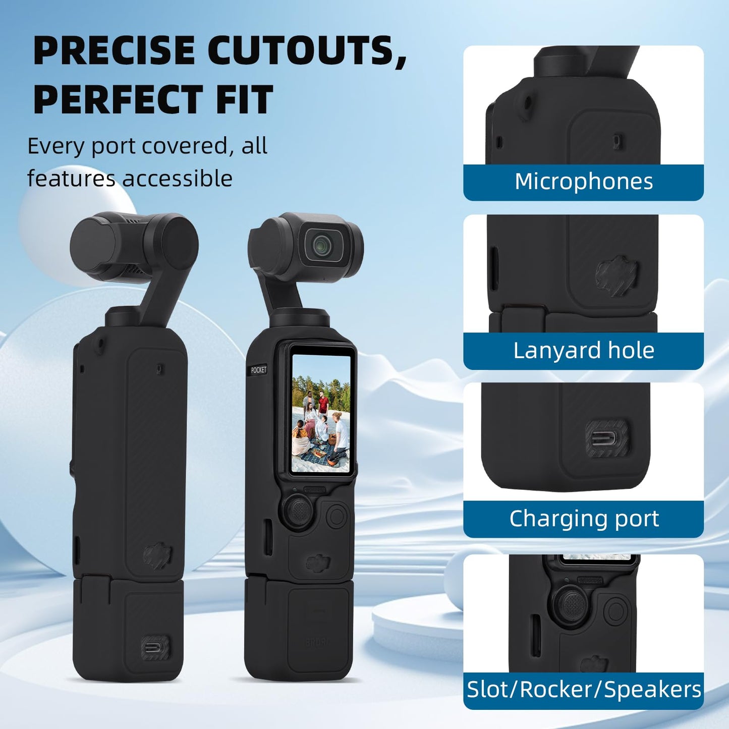 BRDRC Pocket 3 Silicone Cover, For Xtra Muse Protective Case Lens Protector Scratch-Resistant Sleeve Skin Compatible with DJI OSMO Pocket 3 Creator