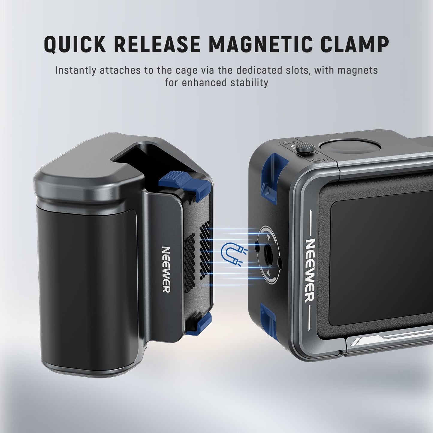NEEWER AC034 Side Handle Only for AC014 Cage Compatible with DJI Osmo Action 5 Pro/4/3, Modular Quick Release Magnetic Action Camera Mount Adapter