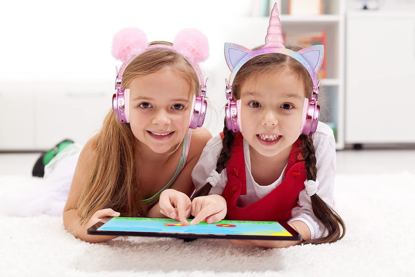 KORABA Wireless Girls Headphones Bluetooth, LED Light up Color Changing Kids Headphones with MIC, 10 Hours Anime Cute Headsets for School,Parties…