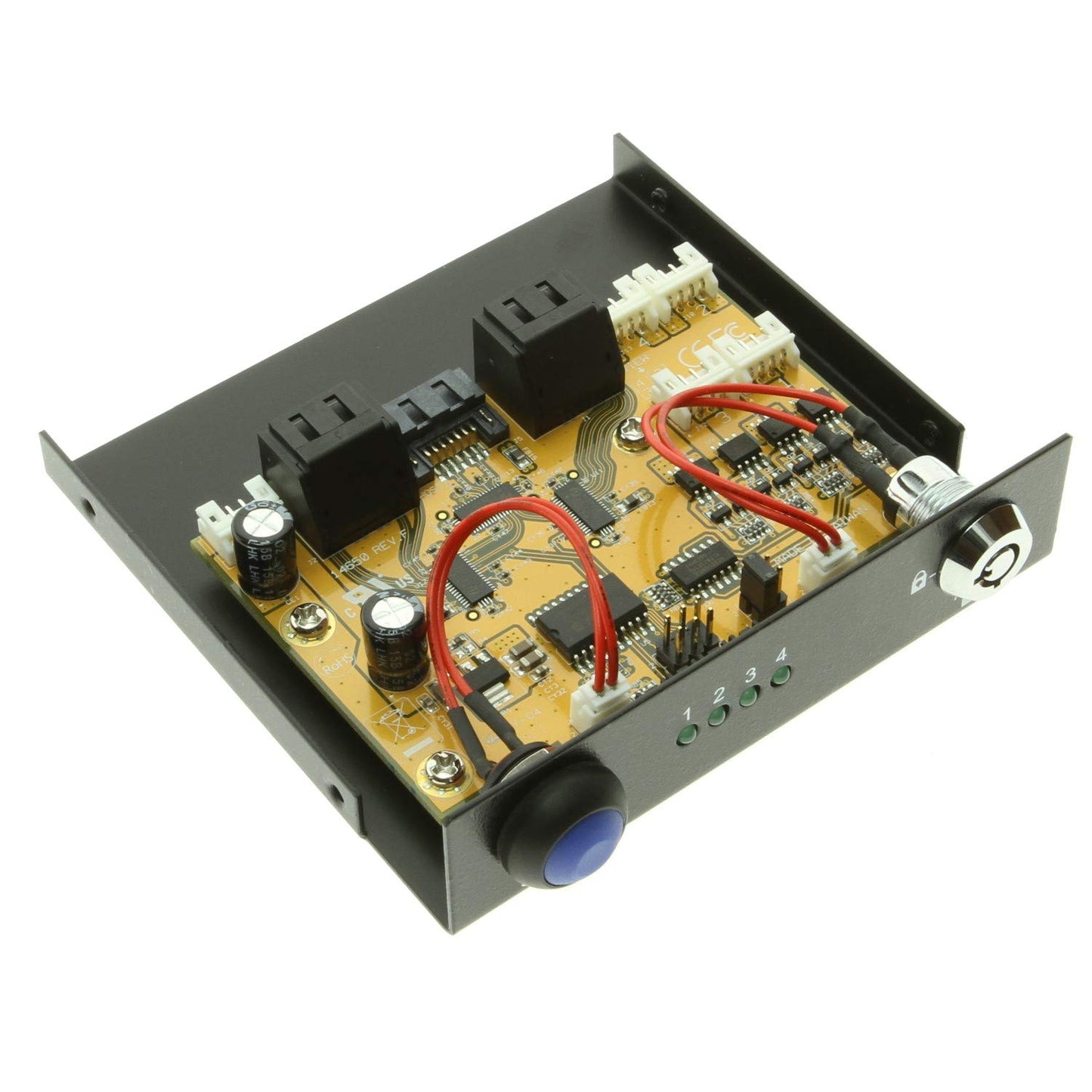 Coolgear 4 Port SATA III Switch 3.5inch Bay Mount Design with KeyLock and LED