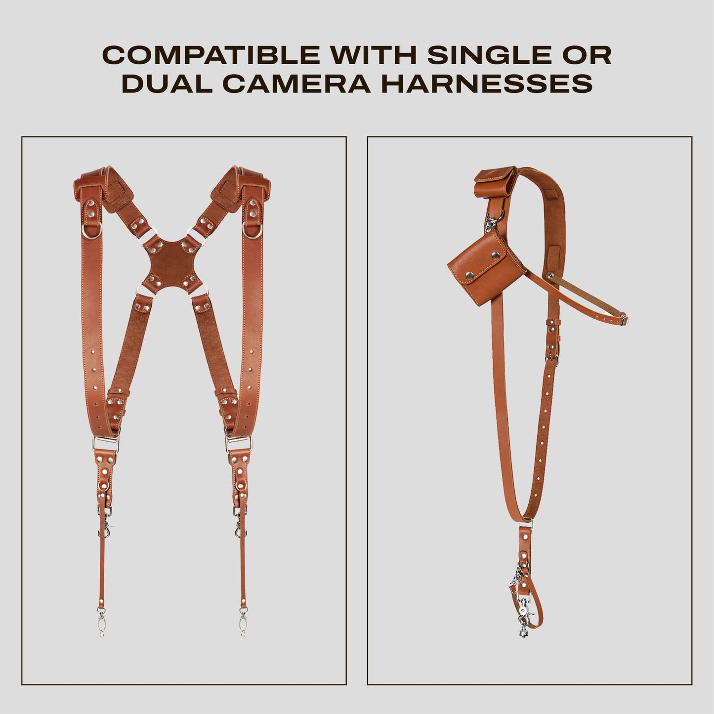 C Coiro Extra Attachments Single and Dual Camera Harness for Camera Bag, Sling Bag, Pouch, Lens Case Perfect Photography Accessories for Leather