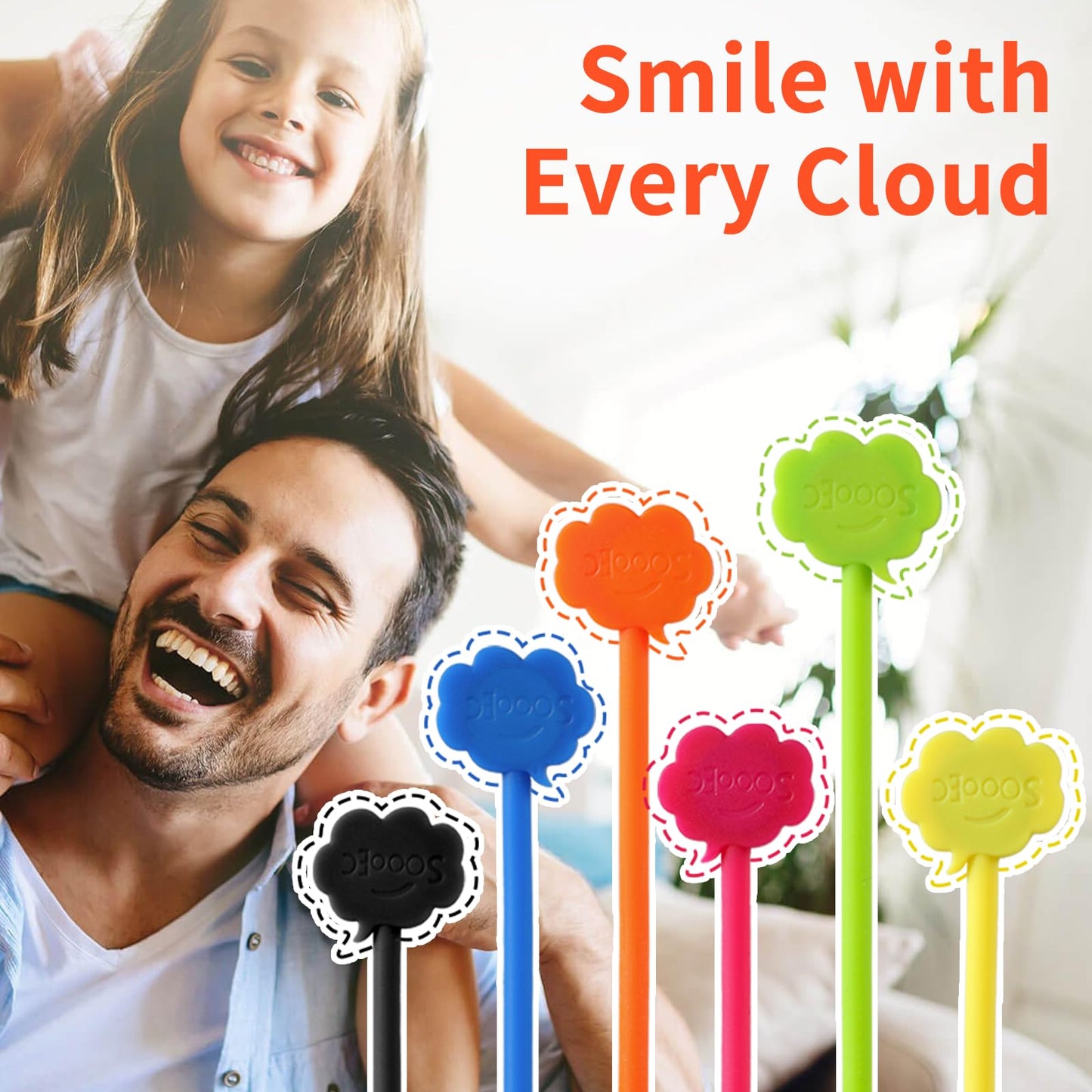 SOOOEC Magnetic Cable Ties, 24 Pack 7.2" Magnetic Cord Organizer Cute Cloud Design, Reusable Silicone Twist Ties with Strong Magnet for Bundling