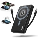Tryetas 2026 Magnetic Wireless Power Bank, 16800mAh Portable Charger with 2 Built in Cables, LED Display Magnetic Battery Pack Travel Essentials