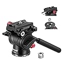 NEEWER Fluid Tripod Head with Handle & Arca Type Quick Release, Aluminum Alloy Panorama Drag Pan Tilt Head with ø43mm Scaled Base for Compact