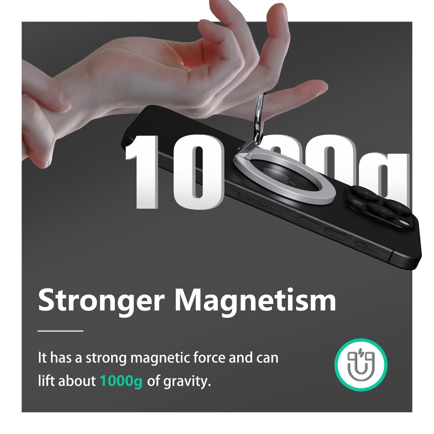 ONES Strong Magnetic Ring & Stand [360° Rotation Adjustable] [Stable and Durable] [Thin and Lightweight] Phone Grip Holder for iPhone, Samsung