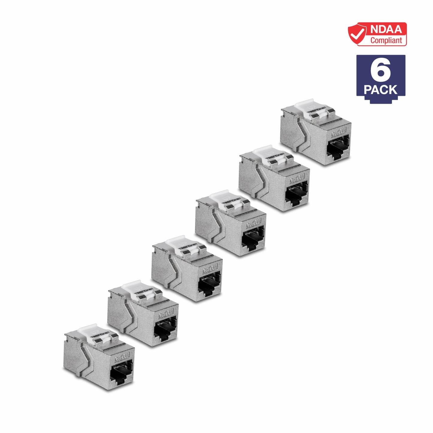 TRENDnet Cat6A RJ45 Keystone Inline Coupler Keystone Jack, 6-Pack, TC-KC06C6A, Keystone Jack Female to Female for Wall Plates & Blank Shielded