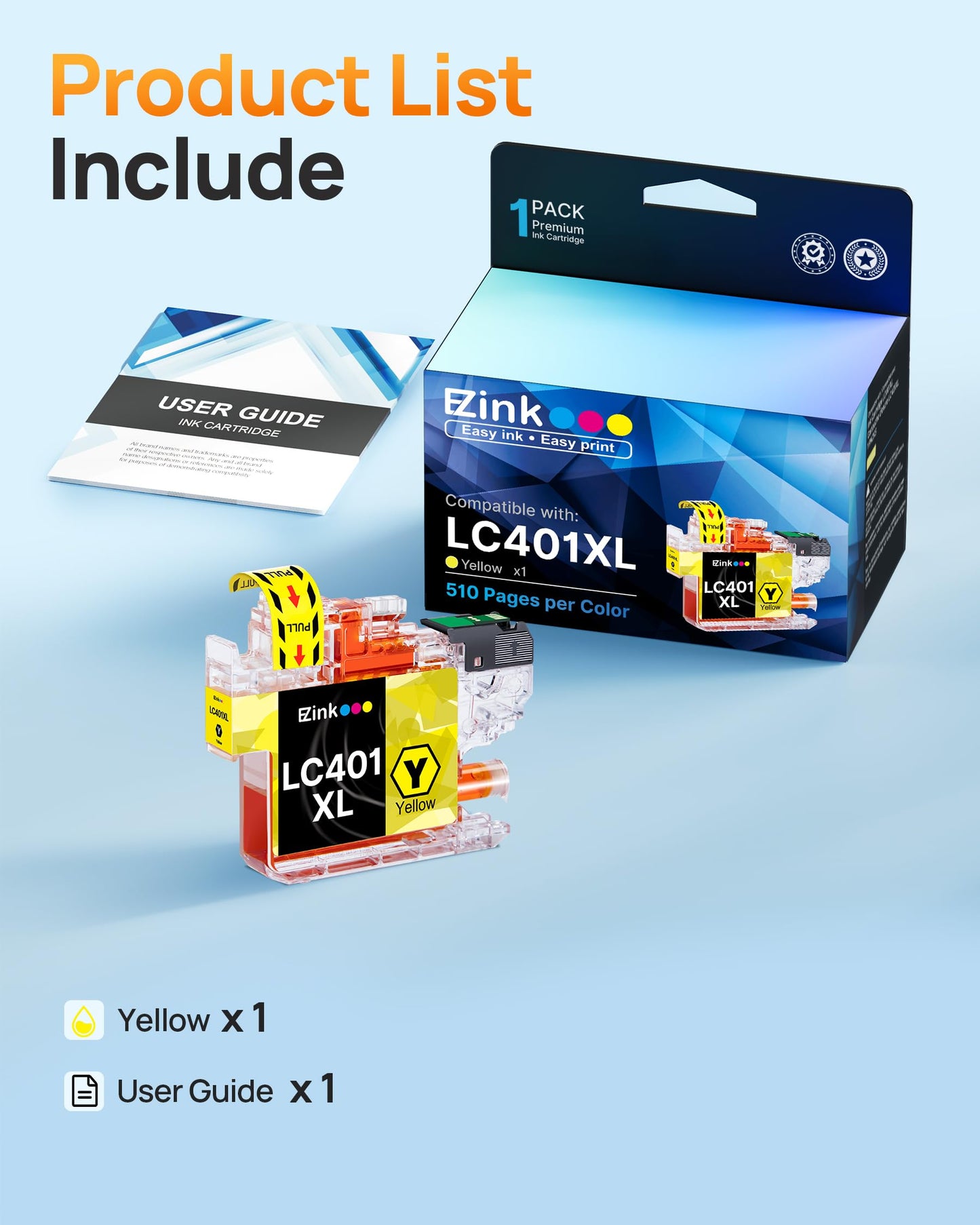 E-Z Ink Compatible Ink Cartridge Replacement for Brother LC401XL LC401 to use with MFC-J1010DW MFC-J1170DW MFC-J1012DW MFC-J1800DW MFC J1010DW Printer