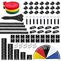 INCHOR Cable Management Kit 210 Pcs, 5 Cord Organizer for Desk, 28 Cable Clips, 100 Fastening Cable Ties, 4 Cable Sleeve Split, 10 Wire Organizers