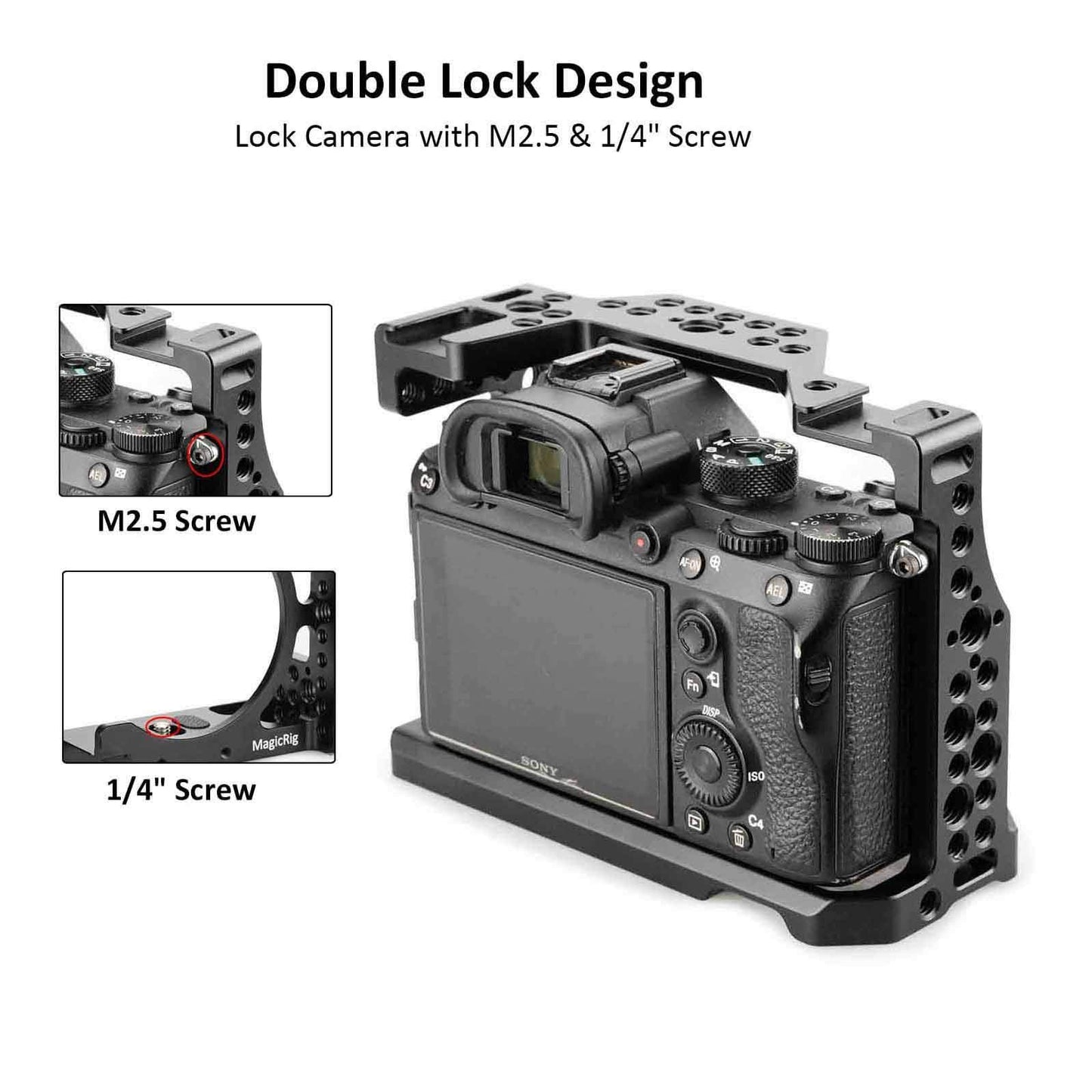 MAGICRIG A7RIII /A7III /A7M3 Full Cage Only for Sony A7RIII / A7R3 / A7III / A7M3(A7R Mark III/ILCE-7RM3),with 5 Cold Shoe Mount, 1/4"-20 & 3/8"-16