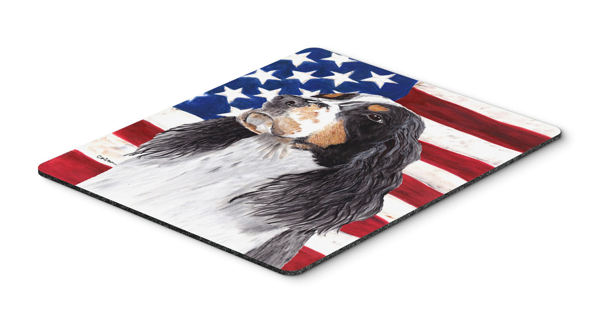 Caroline's Treasures SC9016MP USA American Flag with Springer Spaniel Mouse Pad, Hot Pad or Trivet for Home Office Gaming Working Computers Laptop