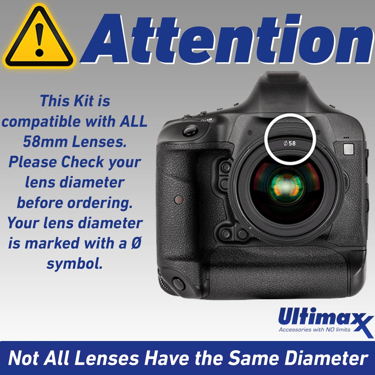 Ultimaxx 58MM Complete Lens Filter Accessory Kit with 58MM 2.2X Telephoto and .43x Wide Angle/Macro Lenses for: Canon EOS Rebel 9000D 800D 760D 750D