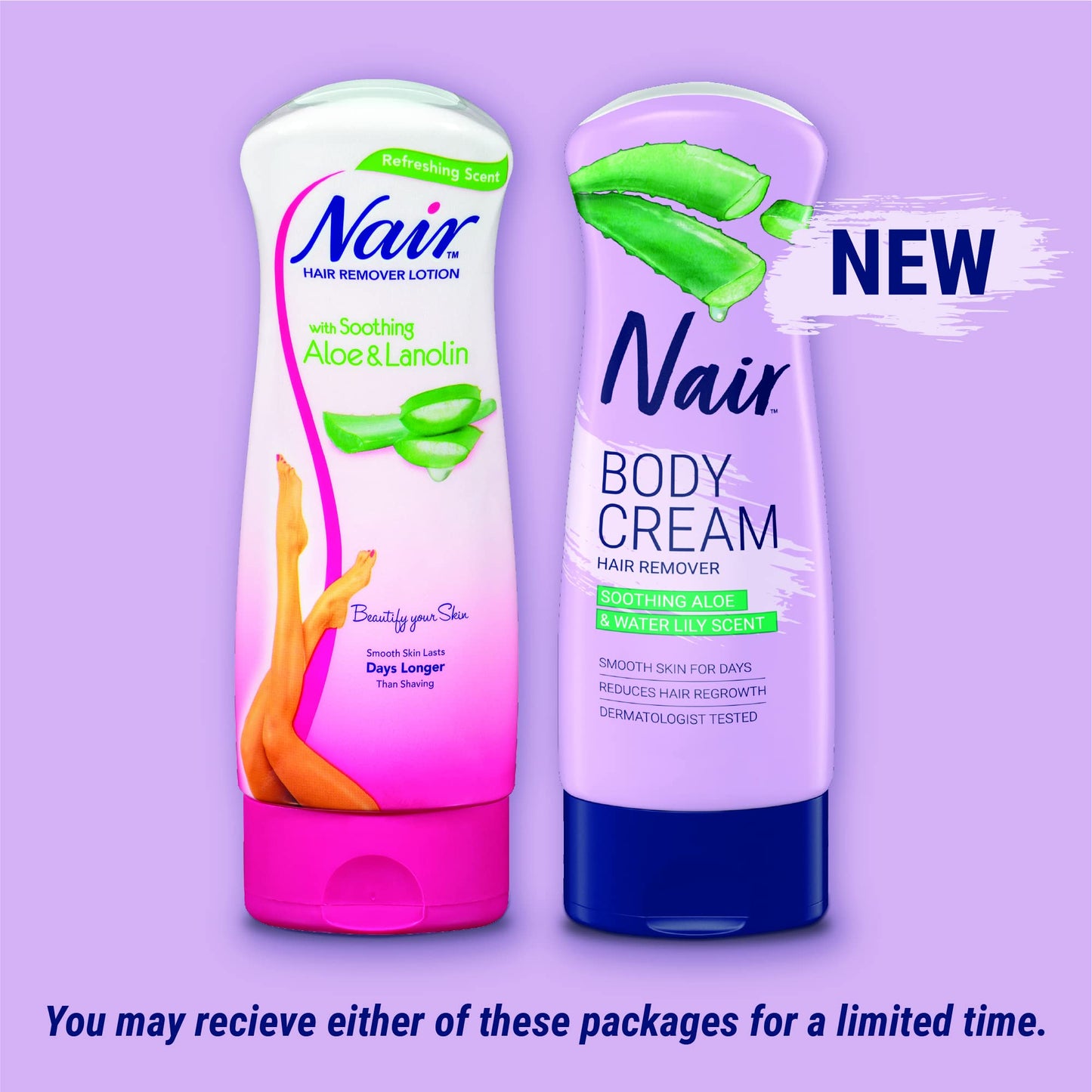 Nair Hair Removal Body Cream With Aloe and Water Lily, Leg and Body Hair Remover, 9 Oz Bottle
